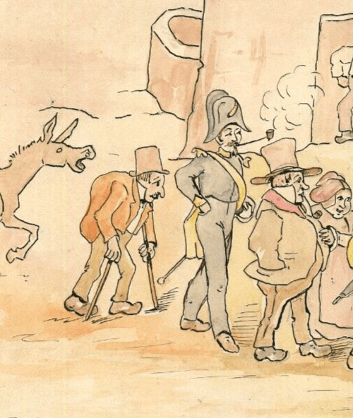 Vintage Drawing Original Marriage Reason, People, Wedding signed image 2