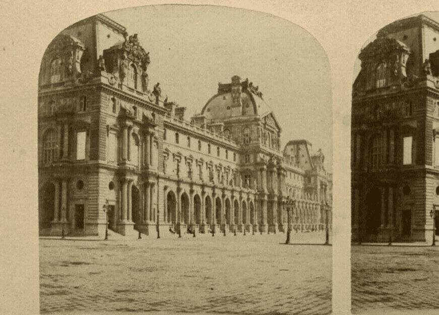Stereoview Photograph Nouveau Louvre Paris - Lecocq-Frêné Vintage, Albumen 1860