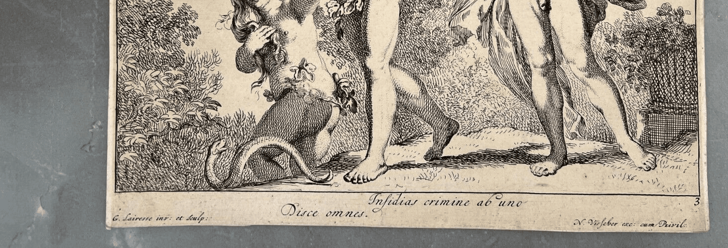 Antique Etching Original Expulsion Adam and Eve, Gerard de Lairesse (1641-1711) image 5
