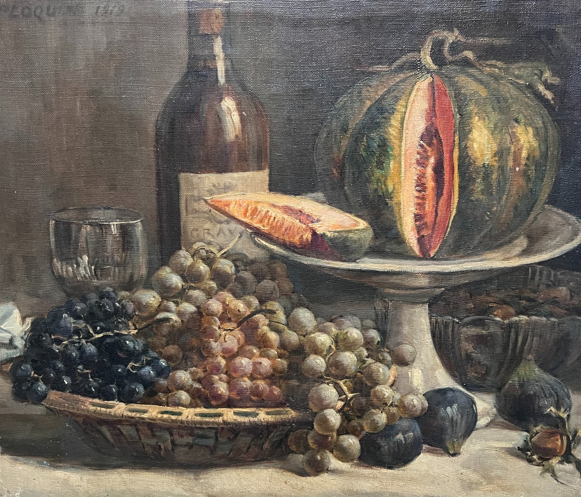 Painting by Gaston PLOQUIN (1882-1970) Grapes, Fruit Still Life