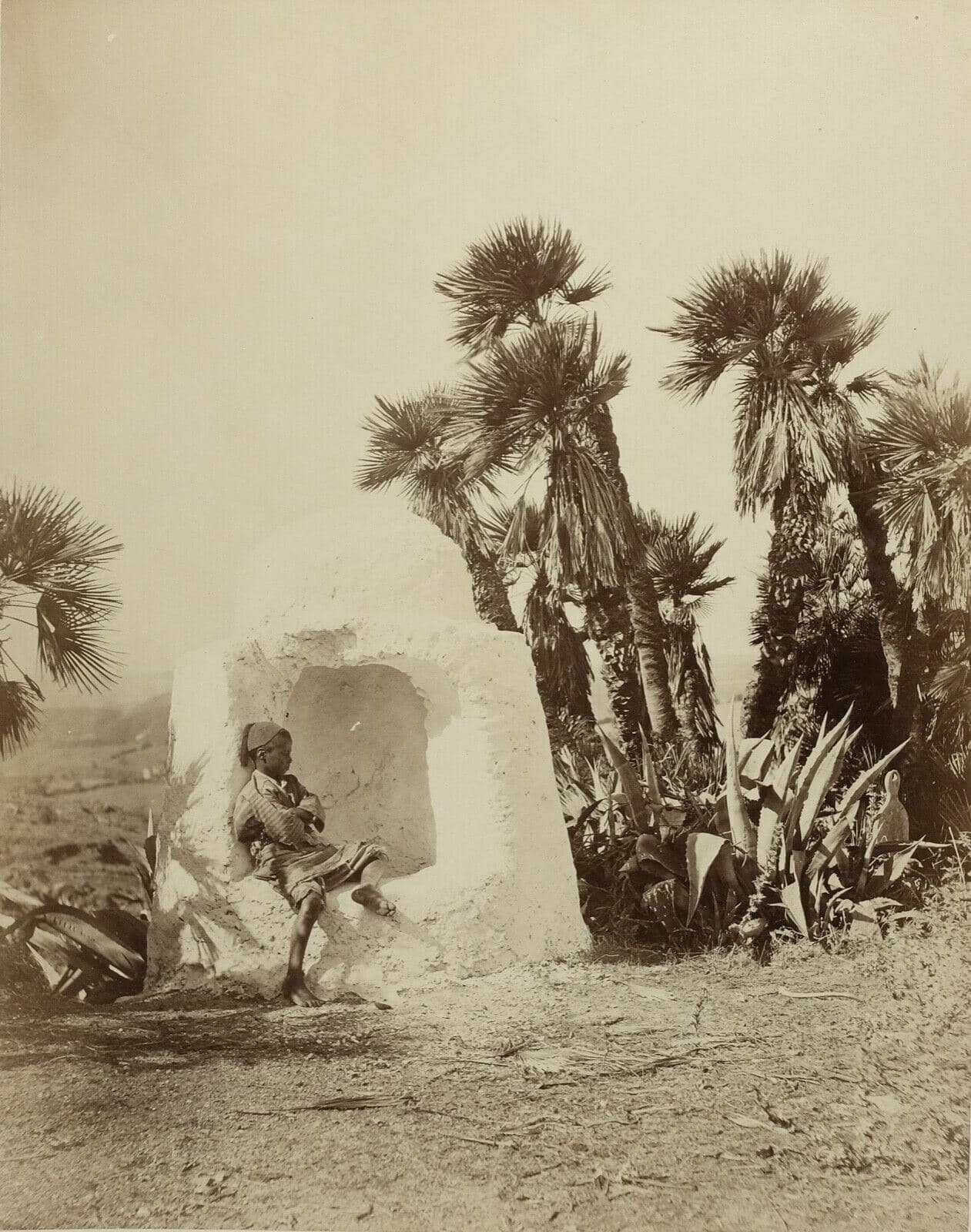 Photography Paul Marie Famin Boy by a Zouaves Well of Bouzareah, Albumen 1880 image 1