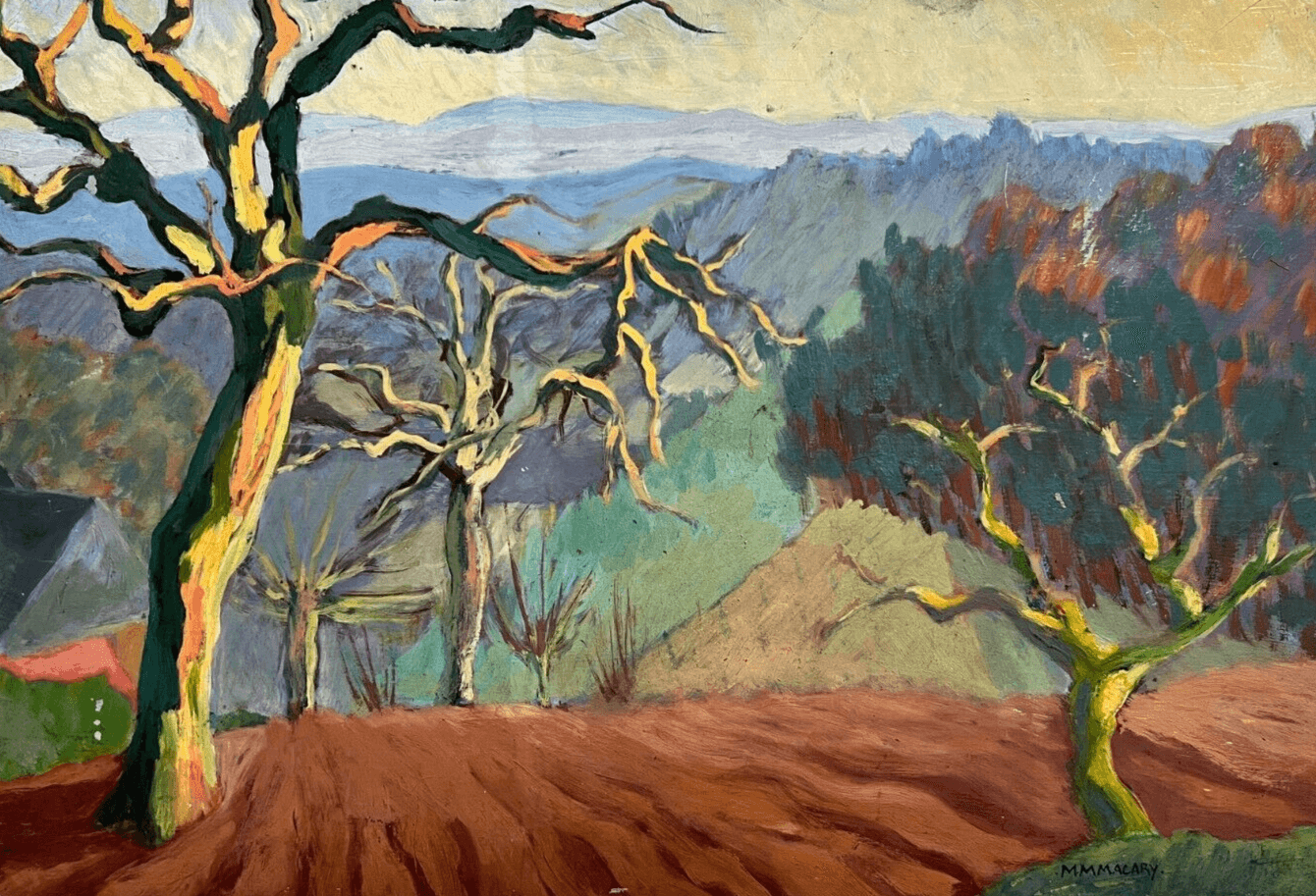 Antique Original Painting Landscape, Farm, Trees, Forest Michael David MCCARY