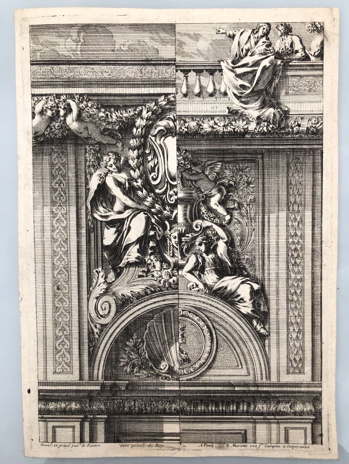 Antique Original Engraving Jean Le Pautre (1618–1682) Etching Architecture image 5