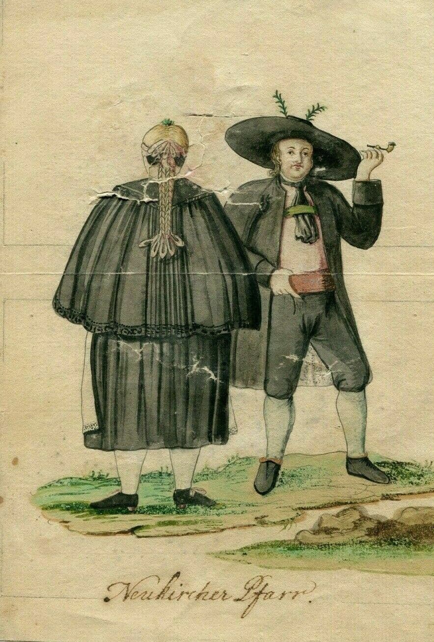 Drawing German People Religious Costumes, Pfarrkirchen