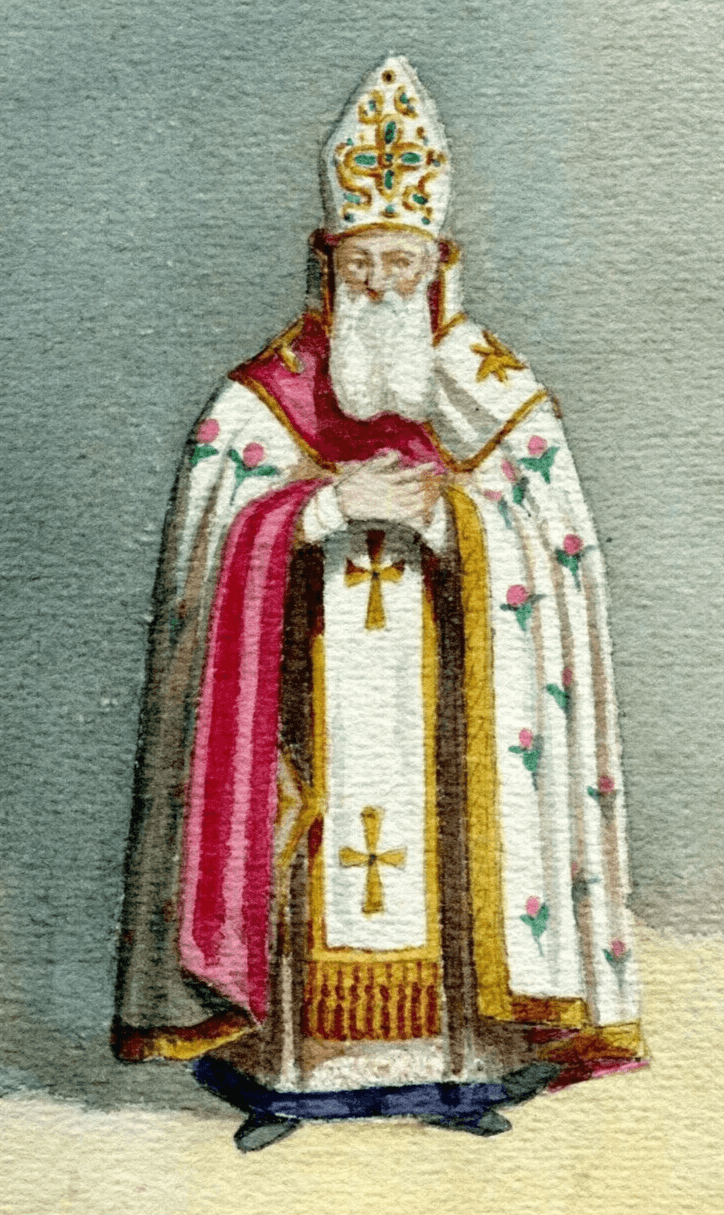 Antique Drawing Original Signed Costume, Man, Italy, Religious, Church, Pope