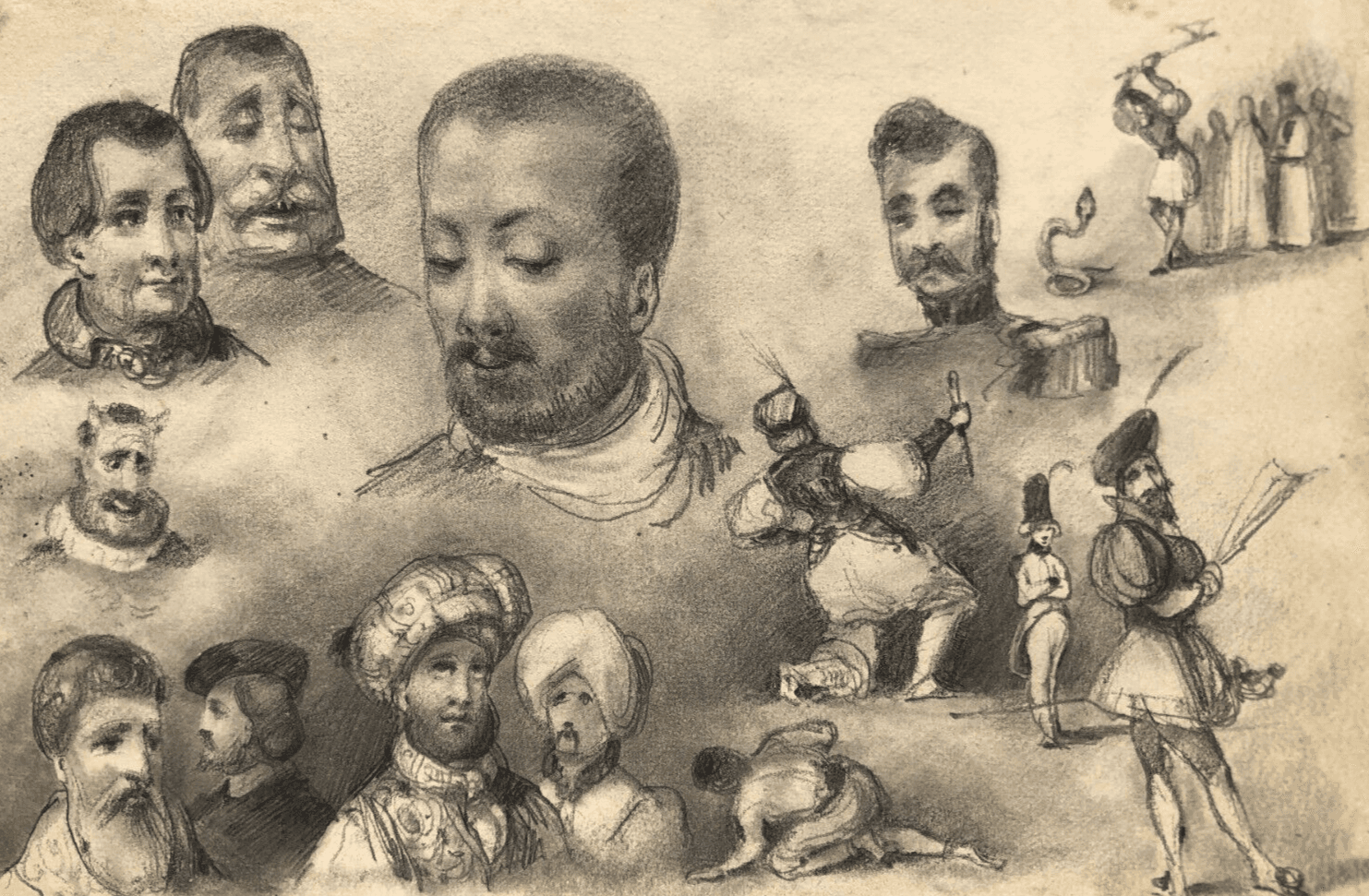 Drawing by Augustin ROGER Men Portraits