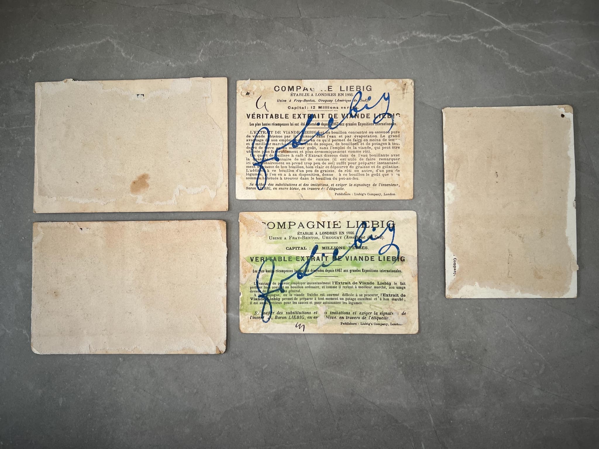 Set of 5 Antique Liebig Trade Cards - Don Quixote, Travel, and Advertising image 2