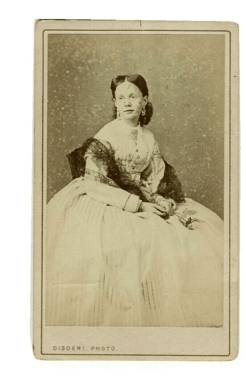 Vintage CDV Portrait Woman Photograph DISDERI Princess Isabelle de Bourbon 1865
