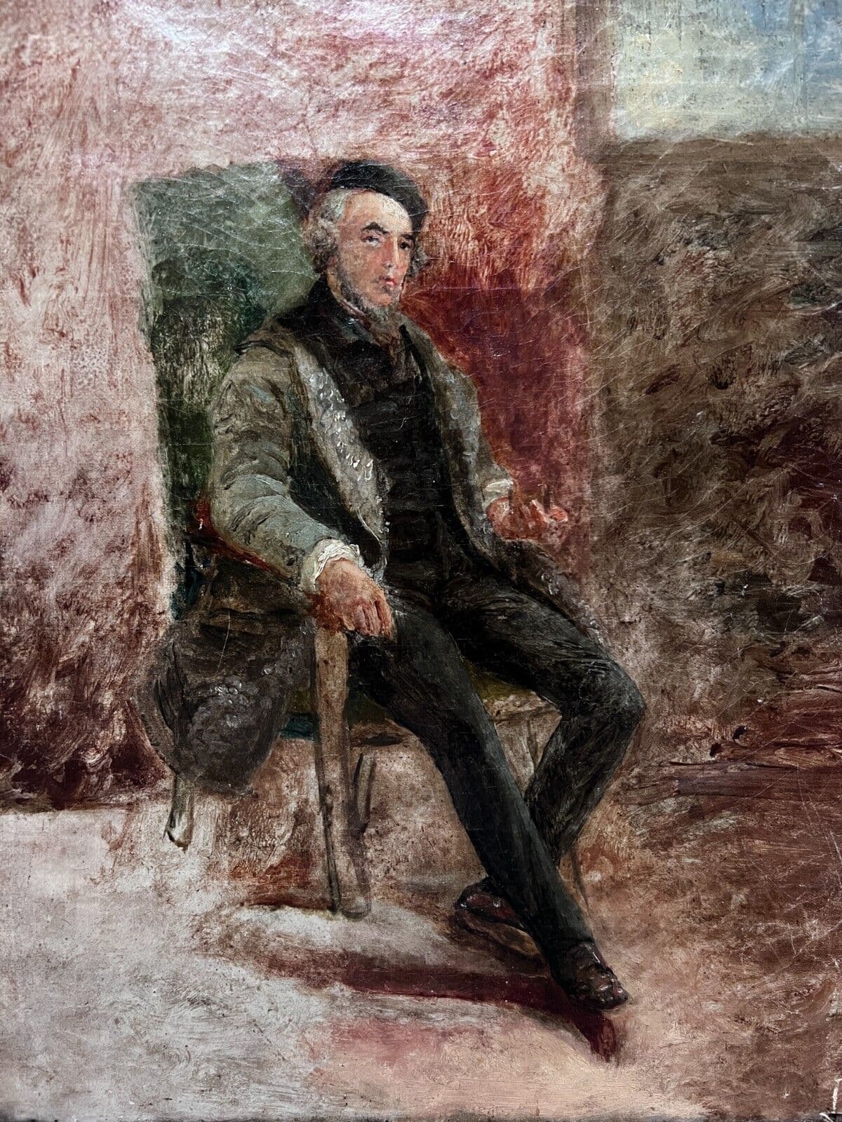 Painting Man Portrait Sitting on a Chair