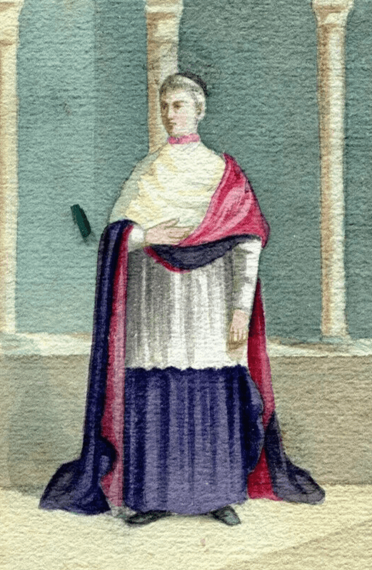Antique Drawing, Ecclesiastical Clothes, Christian Cardinal Cappa magna