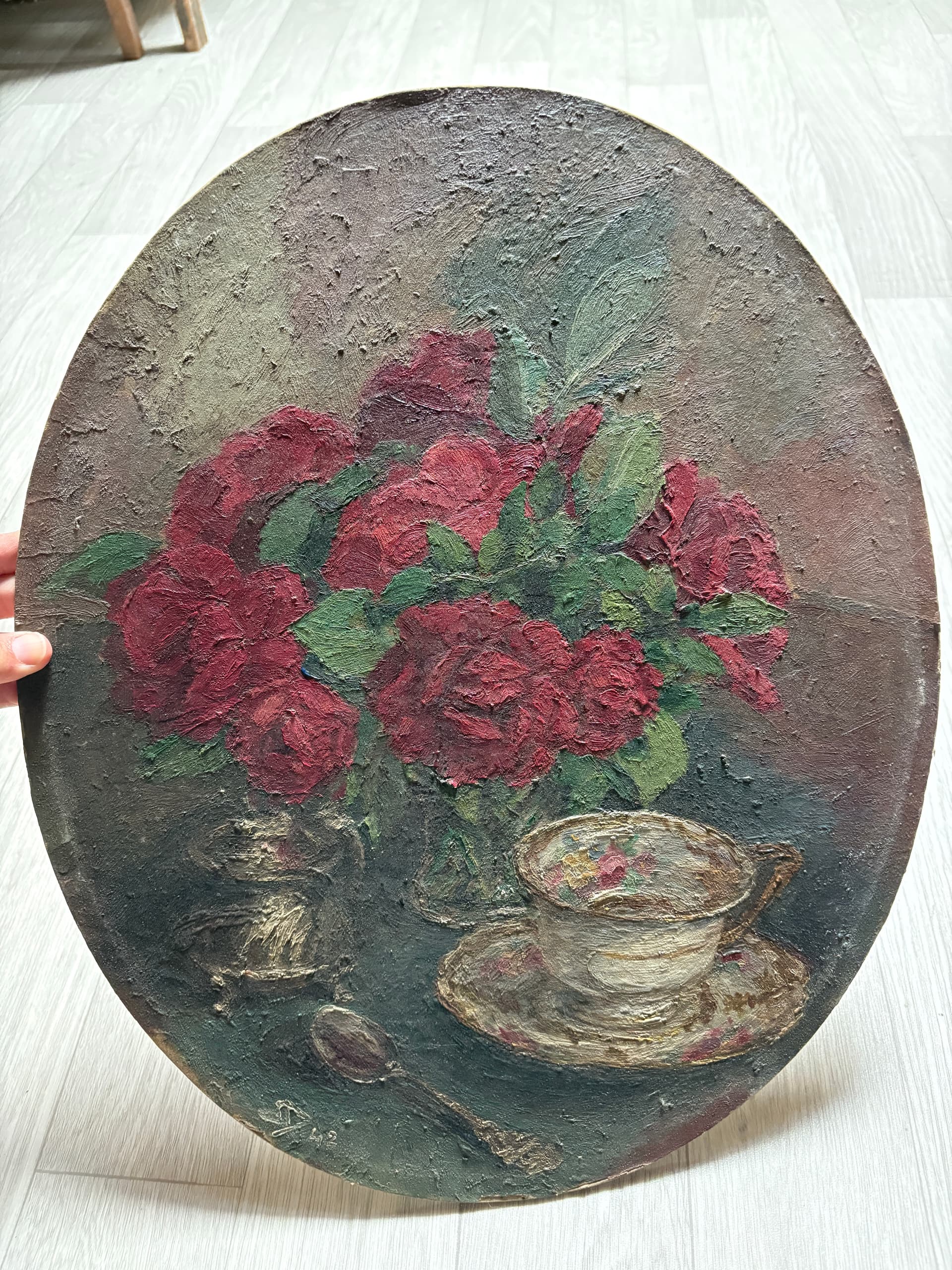 Painting Roses Bouquet and Tea Cup