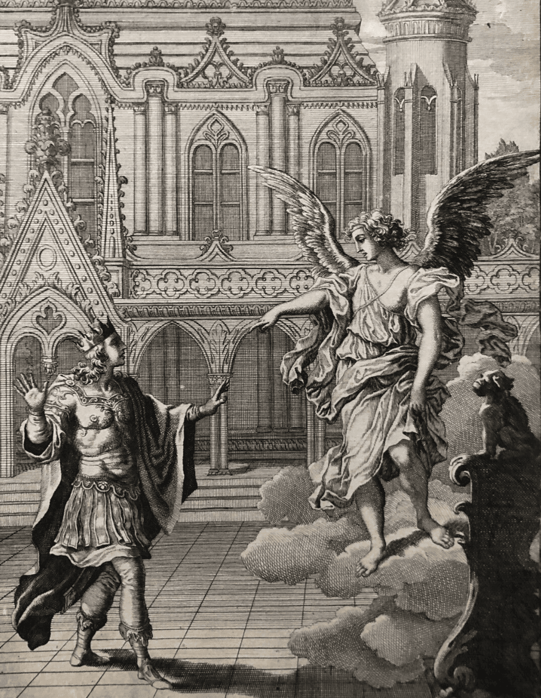 Etching by François Chauveau (1613-1676) Antique Historic Scene
