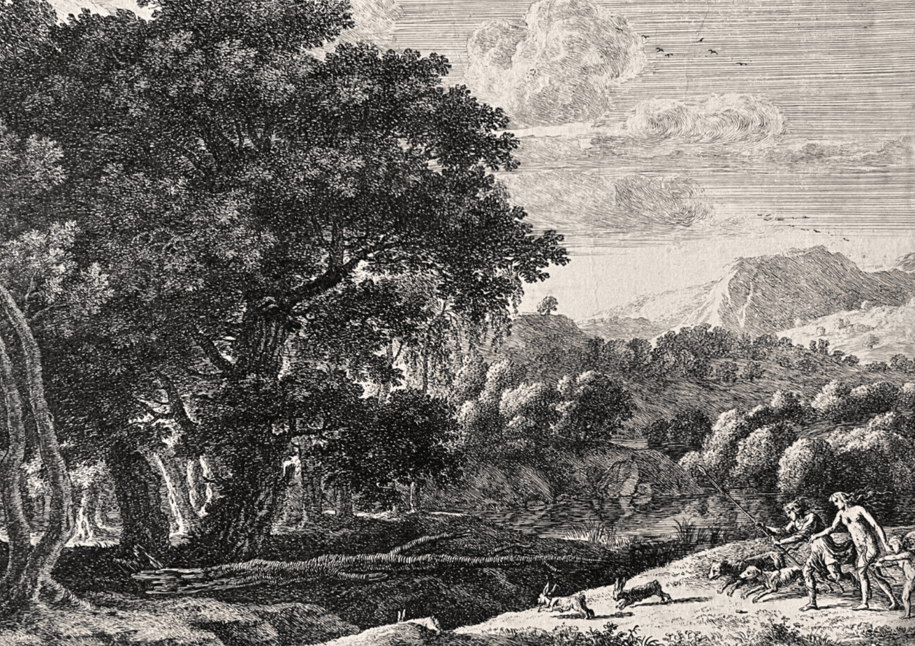 Antique Original Etching Venus Adonis Hunting, Herman Van Swanevelt (1603-1655)
