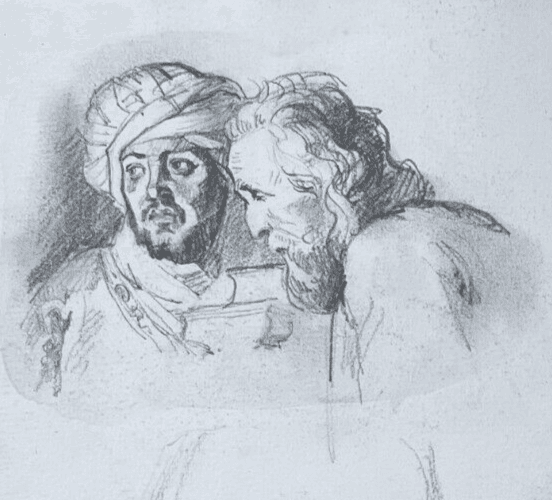 Antique Original Drawing 19th century People, Portraits, Men, Sketches image 2