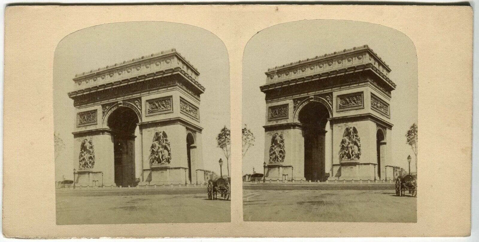 Vintage Stereoview Photograph Arc de Triomphe Paris - Lecocq-Frêné Albumen 1860
