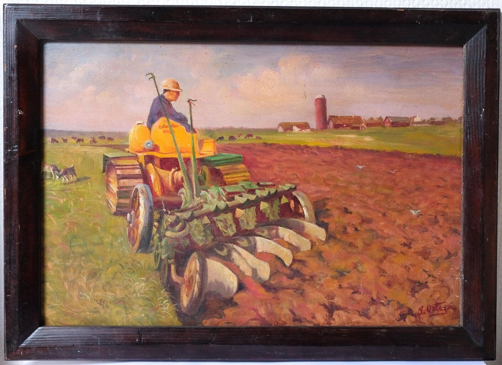 José ORTEGA (1921-1990) Farming Man Working on the Field Painting image 1