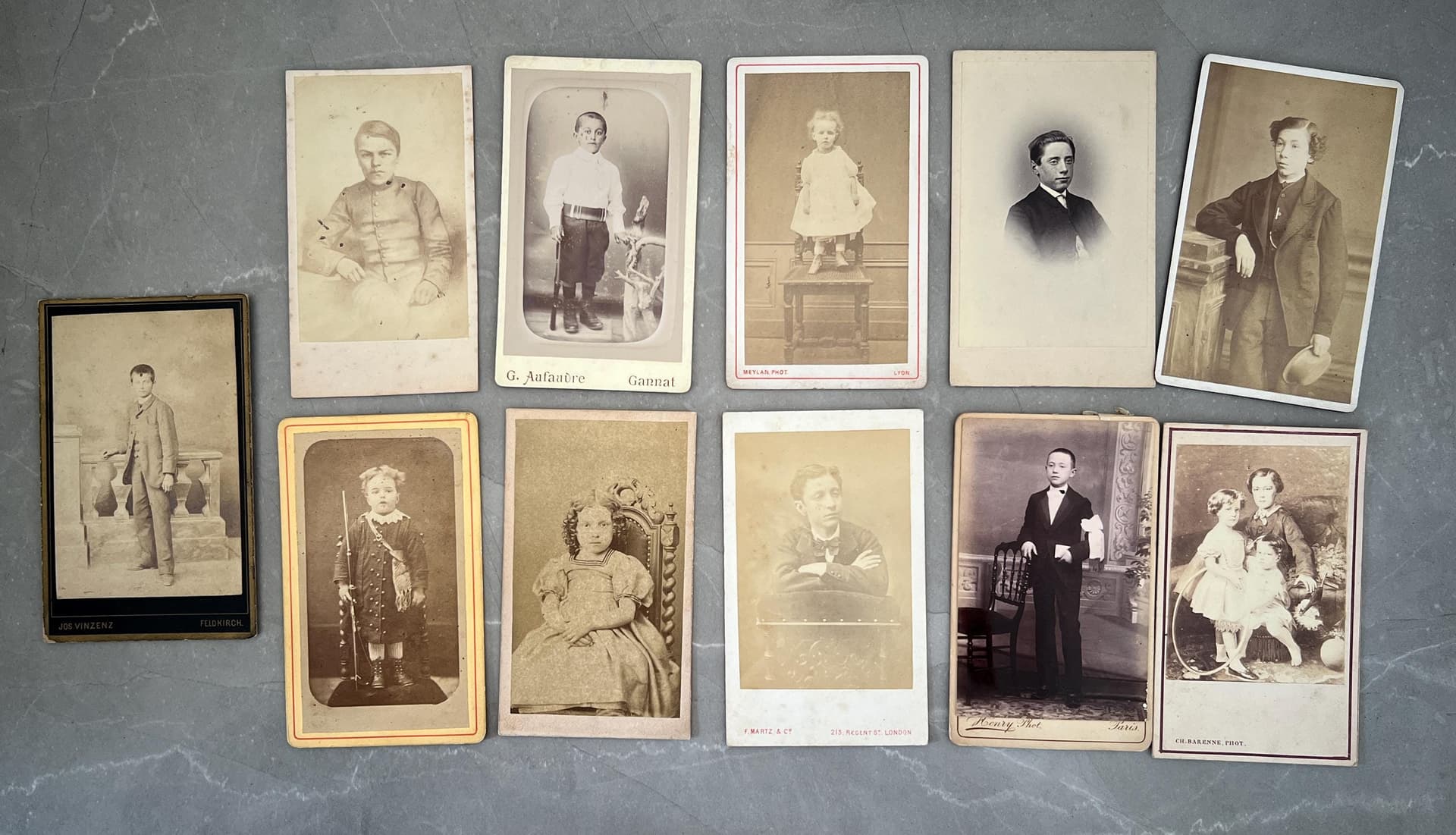 Lot of 10 Antique CDV Photos - 19th Century Children & Young Adults
