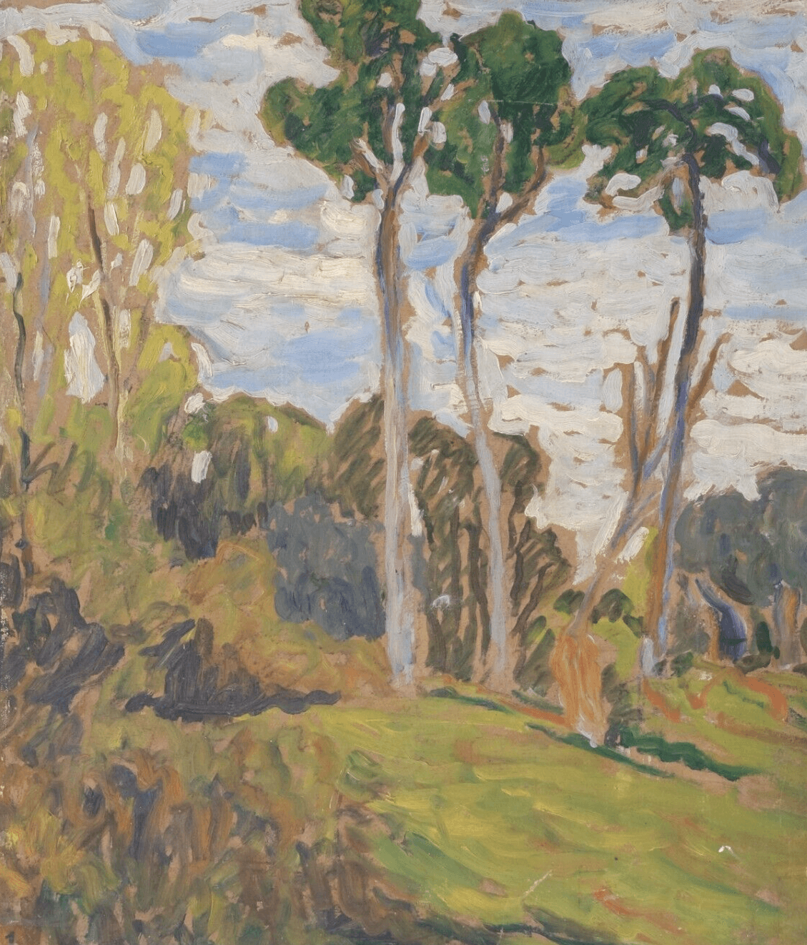Antique Oil Painting Original Forest, Trees, Landscape signed 1907