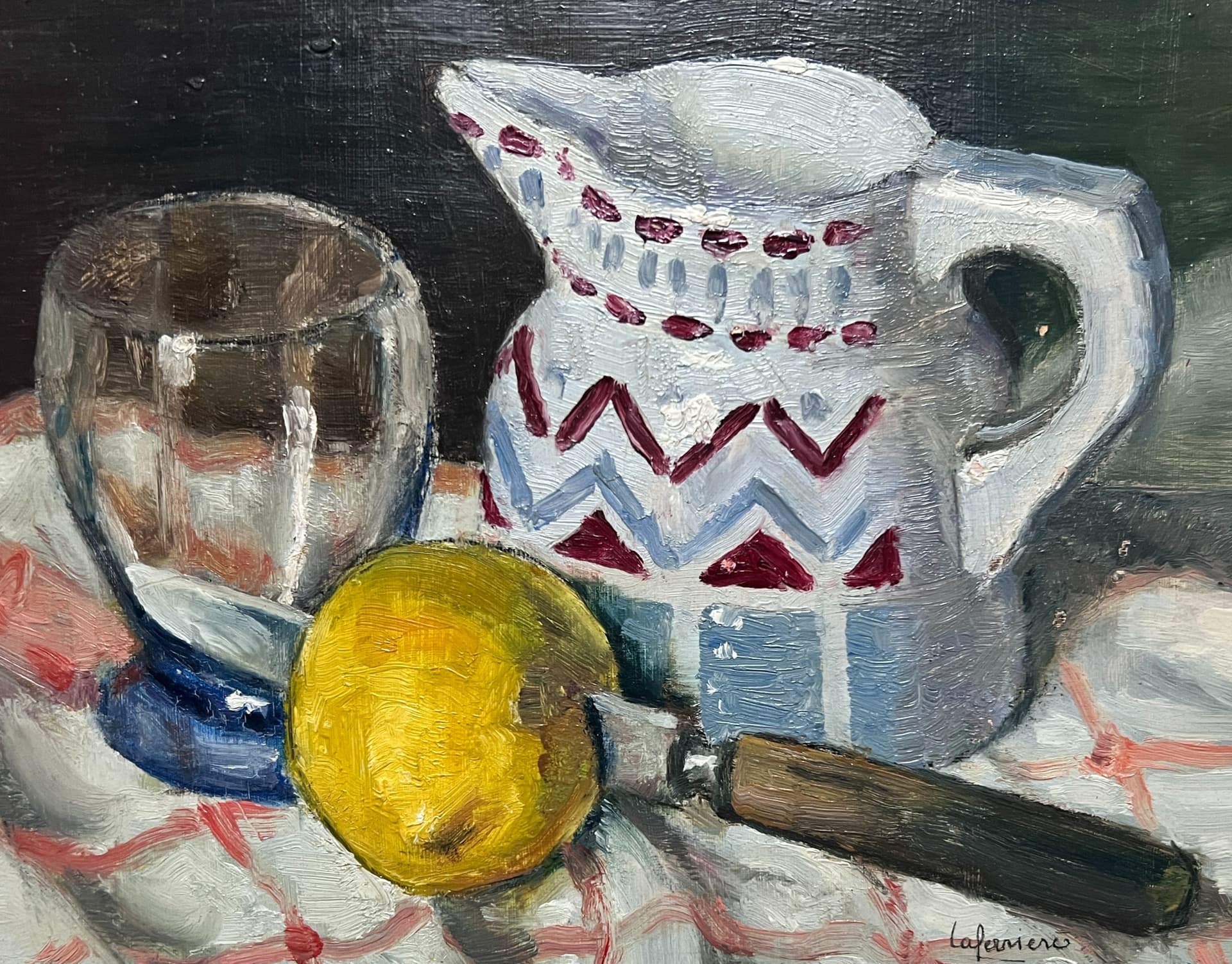 Painting by Joseph LAFERRIERE (1867-1954) Lemon Still Life