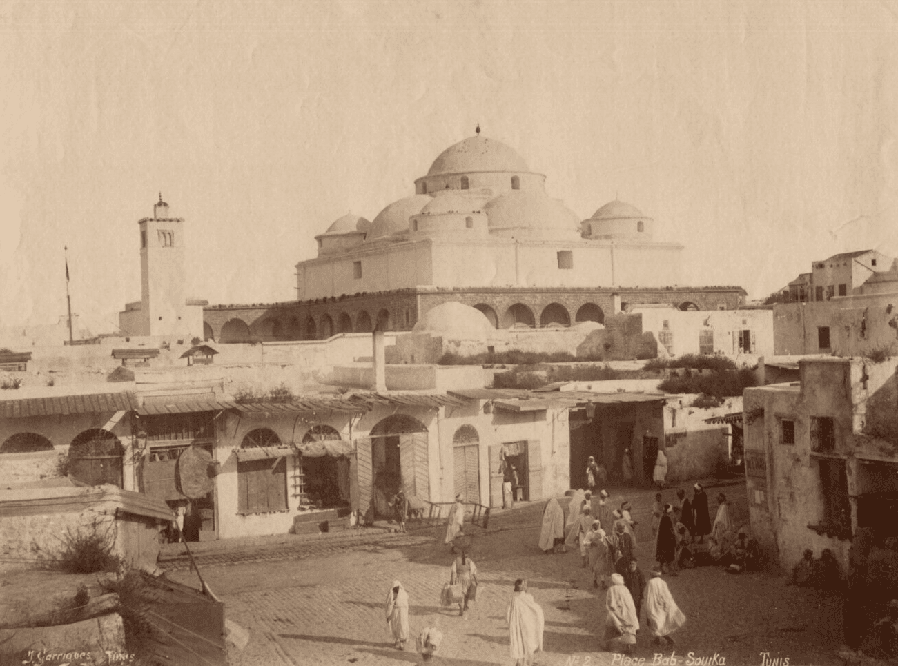Vintage Photographs Africa, Orientalism, Tunis, Place Bab-Souika