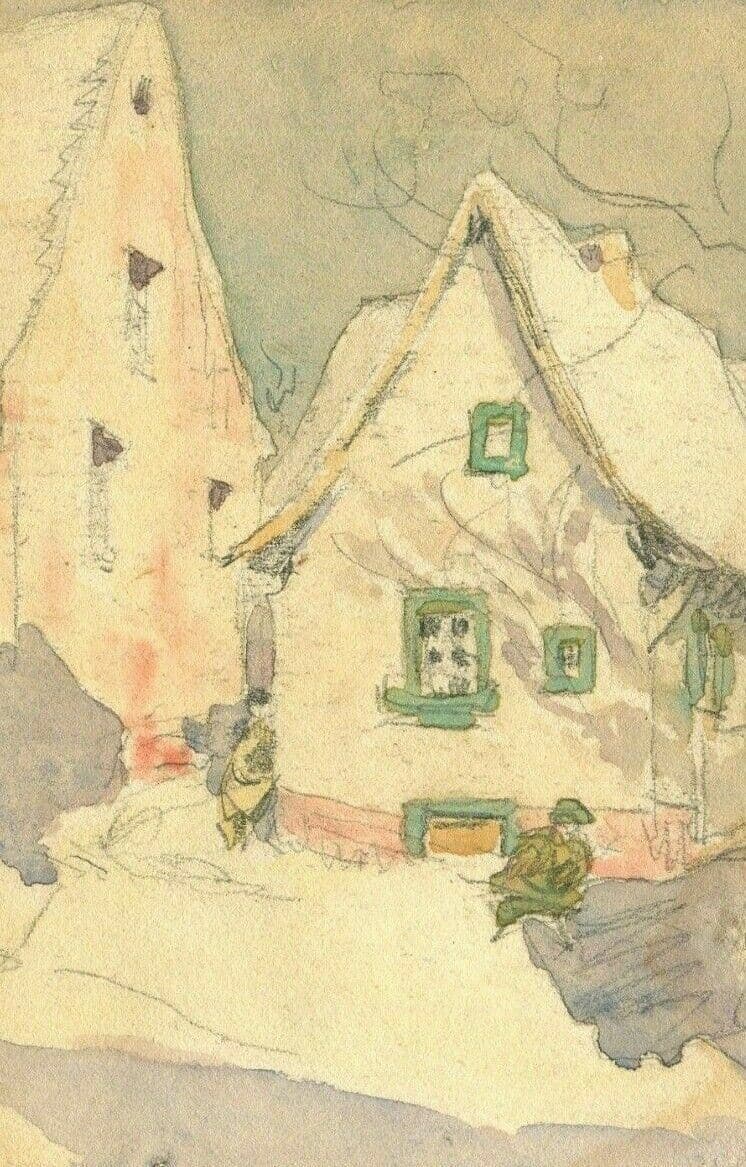 Drawing Landscape Mountains and Chalets