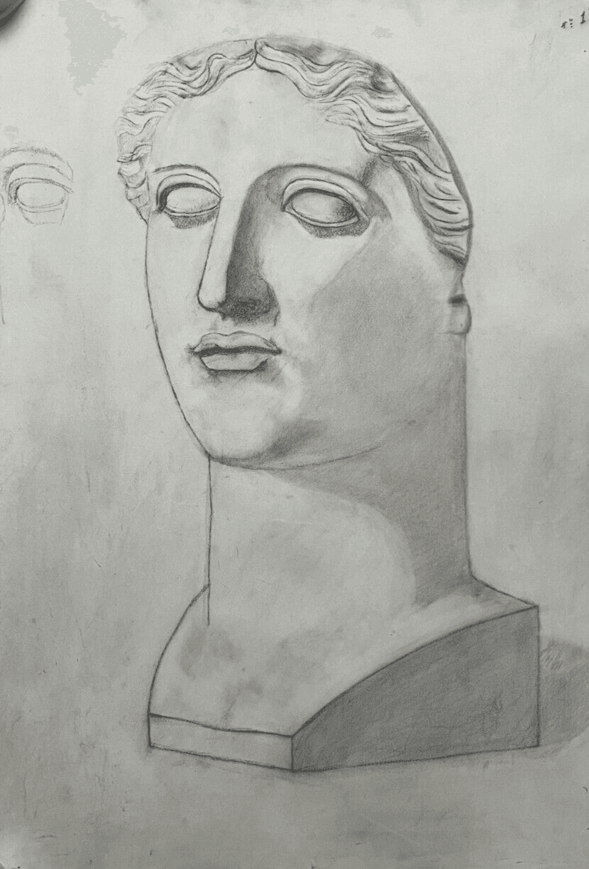 Antique Original Drawing Man, Portrait, Sculpture, Profil