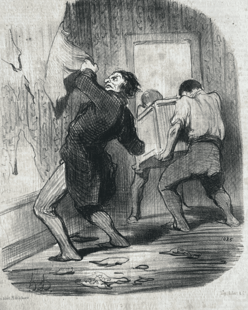 Antique Print 19th century Daumier, Locataires et Proprietaires, Donne Congé