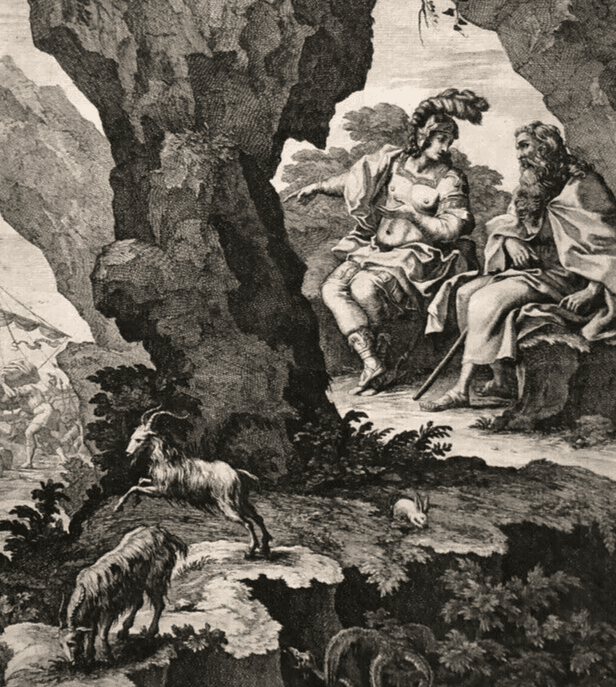 Antique Original Etching François CHAUVEAU (1613-1676) Bible, Goats
