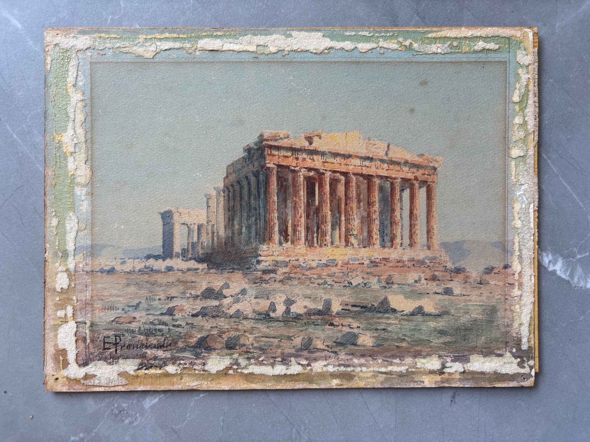 Painting by Emil PROCHAZKA (1874-1948) Antique Architecture Landscape image 3