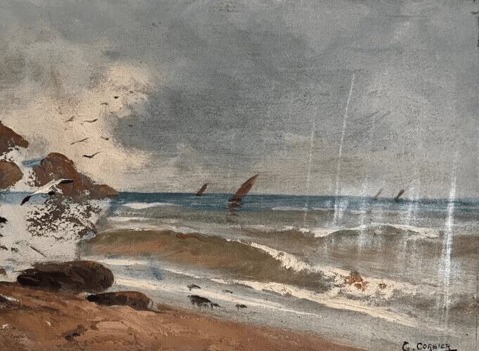 Antique Painting Original signed Maritime Seascape Gaston CORBIER (1869-1945) image 6