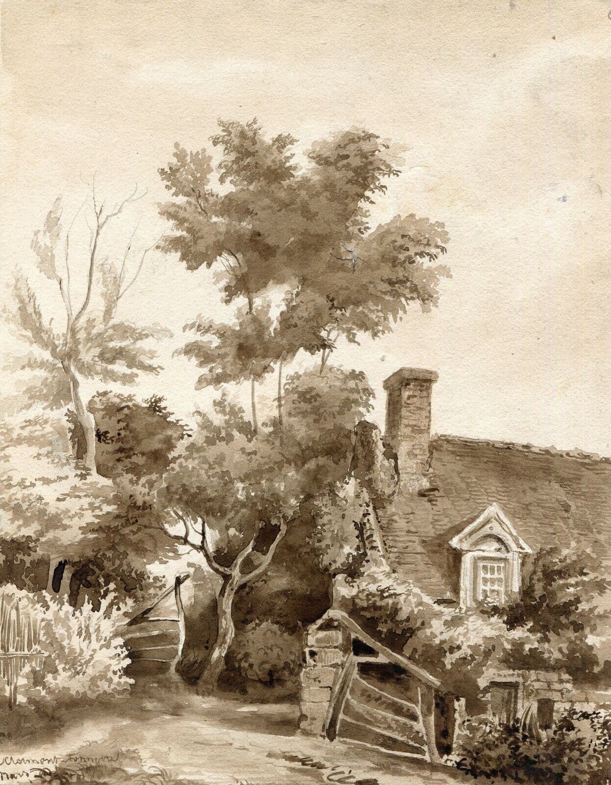 Jean de CLERMONT-TONNERRE (XIX) Landscape in Switzerland Drawing