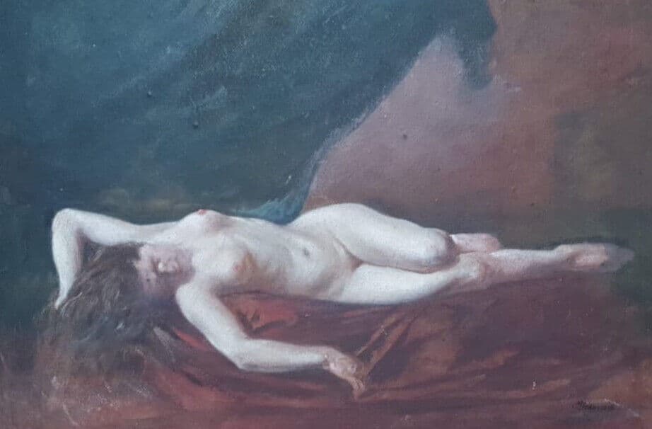 Antique Original Painting Nude Woman by Charles Joseph BEAUVERIE (1839-1924)
