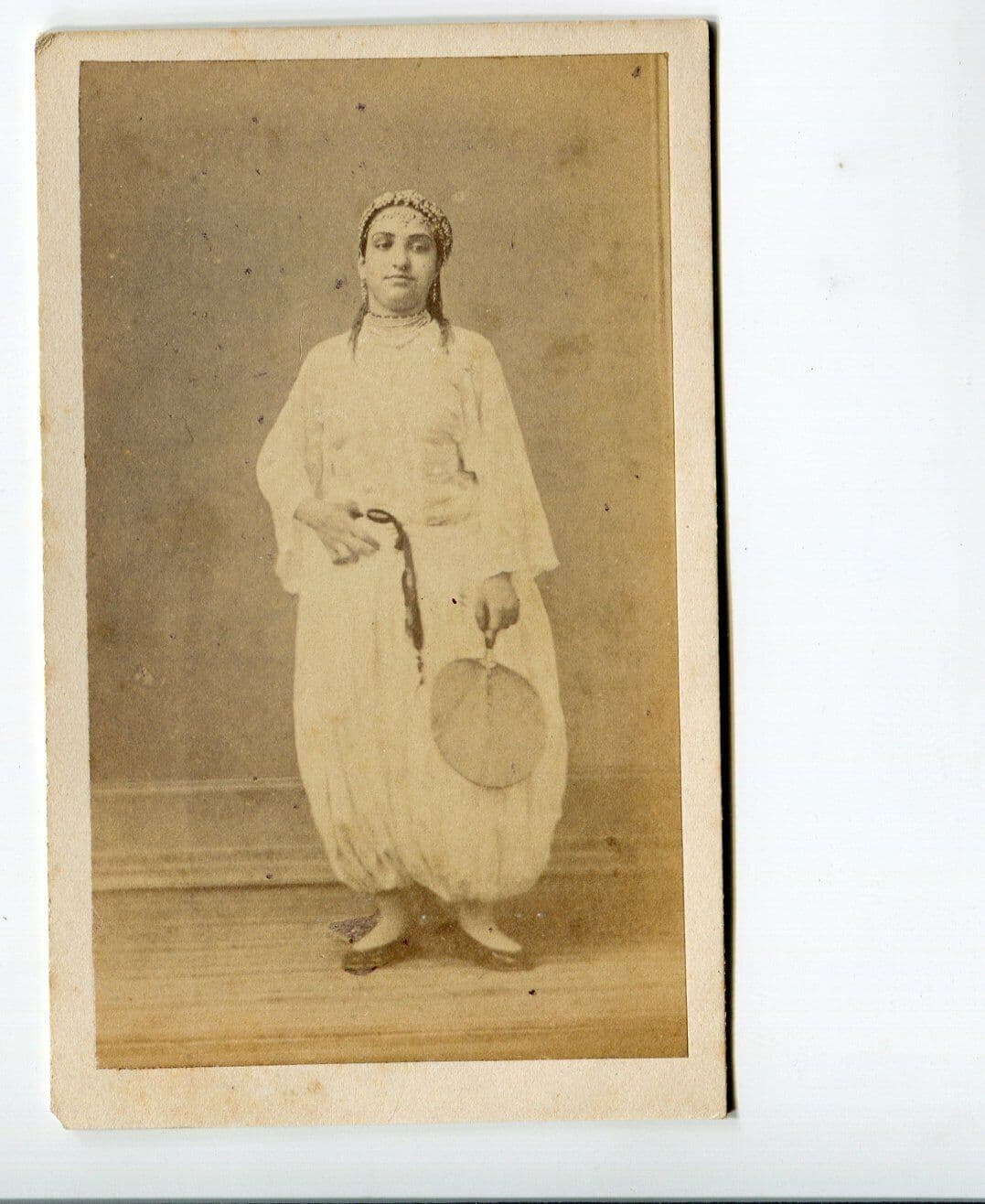CDV Vintage Photographs Orientalist Woman with Fan, Boyer, Alger c. 1870