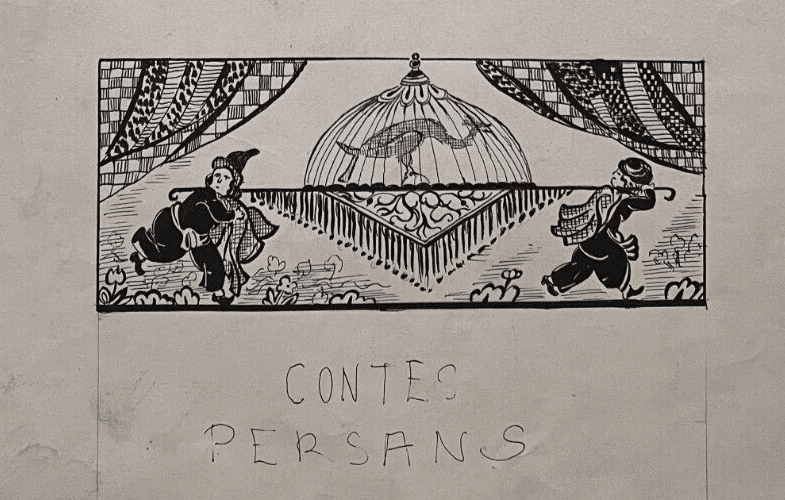 Antique Drawing Original People, Horse, Illustration, Sketch Persian Tales
