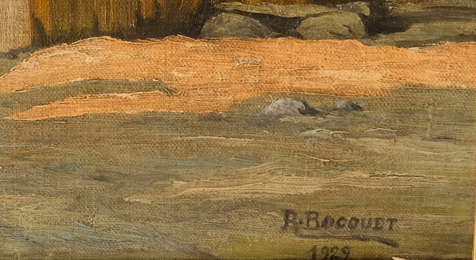 Painting signed BOCQUET Mountain Chalet Landscape image 2
