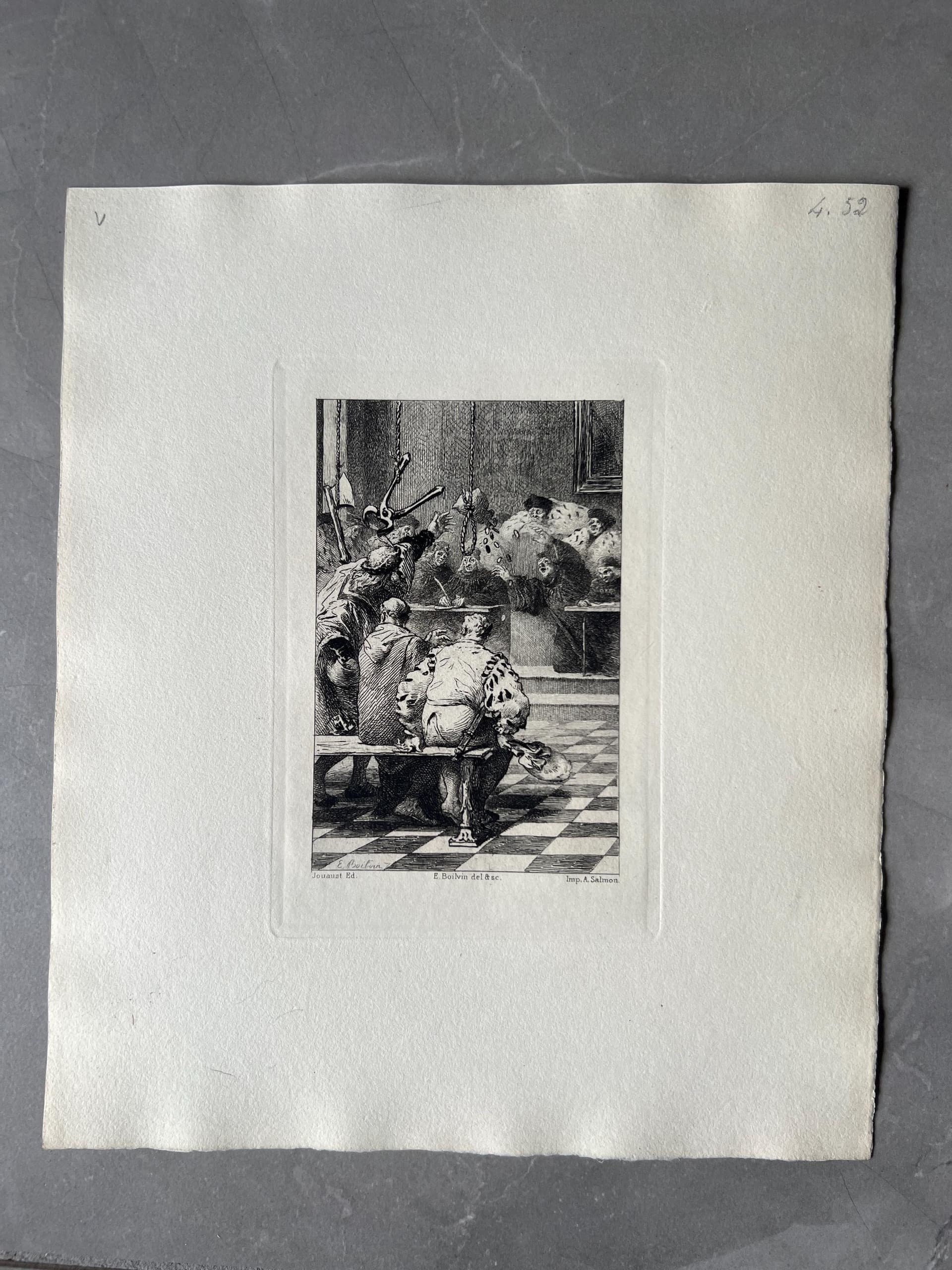 Antique Etching Scene - 19th Century Artwork by E. Boilvin