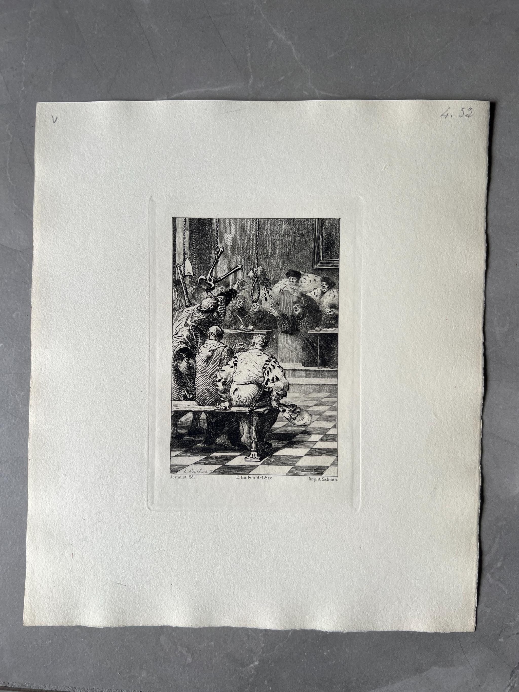 Antique Etching Scene - 19th Century Artwork by E. Boilvin image 1
