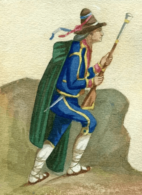 Antique Drawing 19th century Original Italian Hunter, Chasseur Alpin