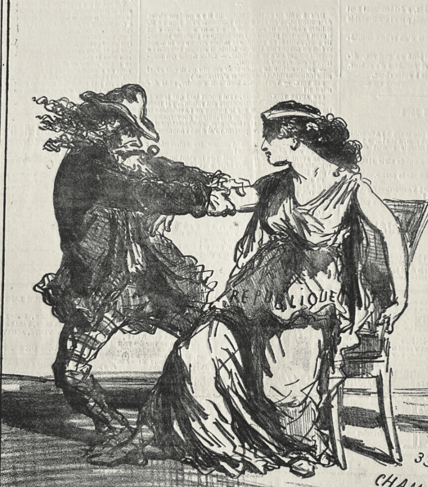 Antique Print 19th century Cham, Laisse moi tranquille, Apres le Siege 1833