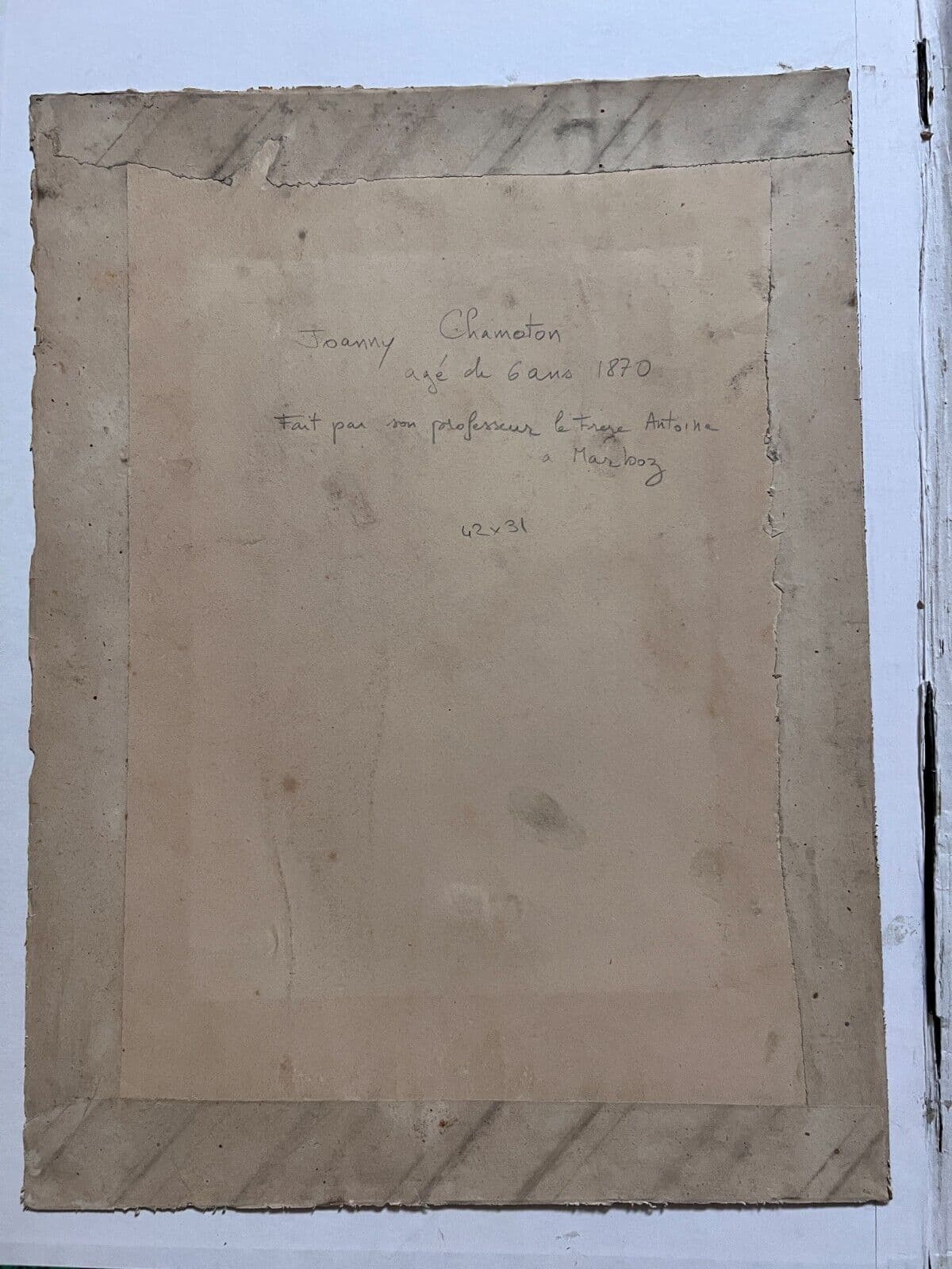 Antique Drawing Ink Original Boy, Portrait, Child 1870 19th century image 7