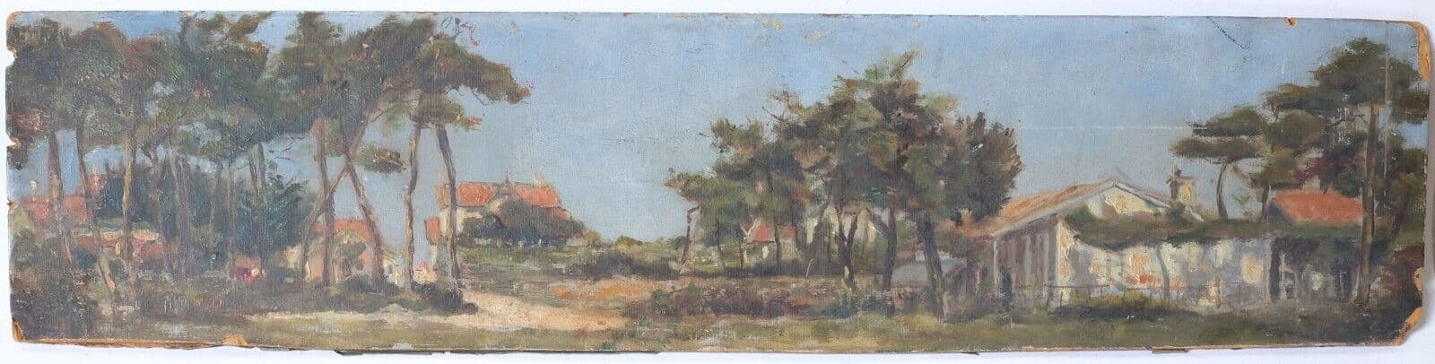 Painting South of France Landscape Houses and Trees