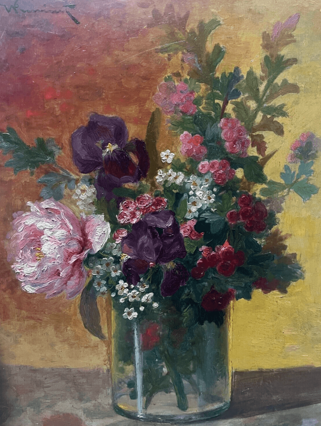 Antique Original Painting Still Life, Flowers, Roses Jean VIMENET (1914-1999)