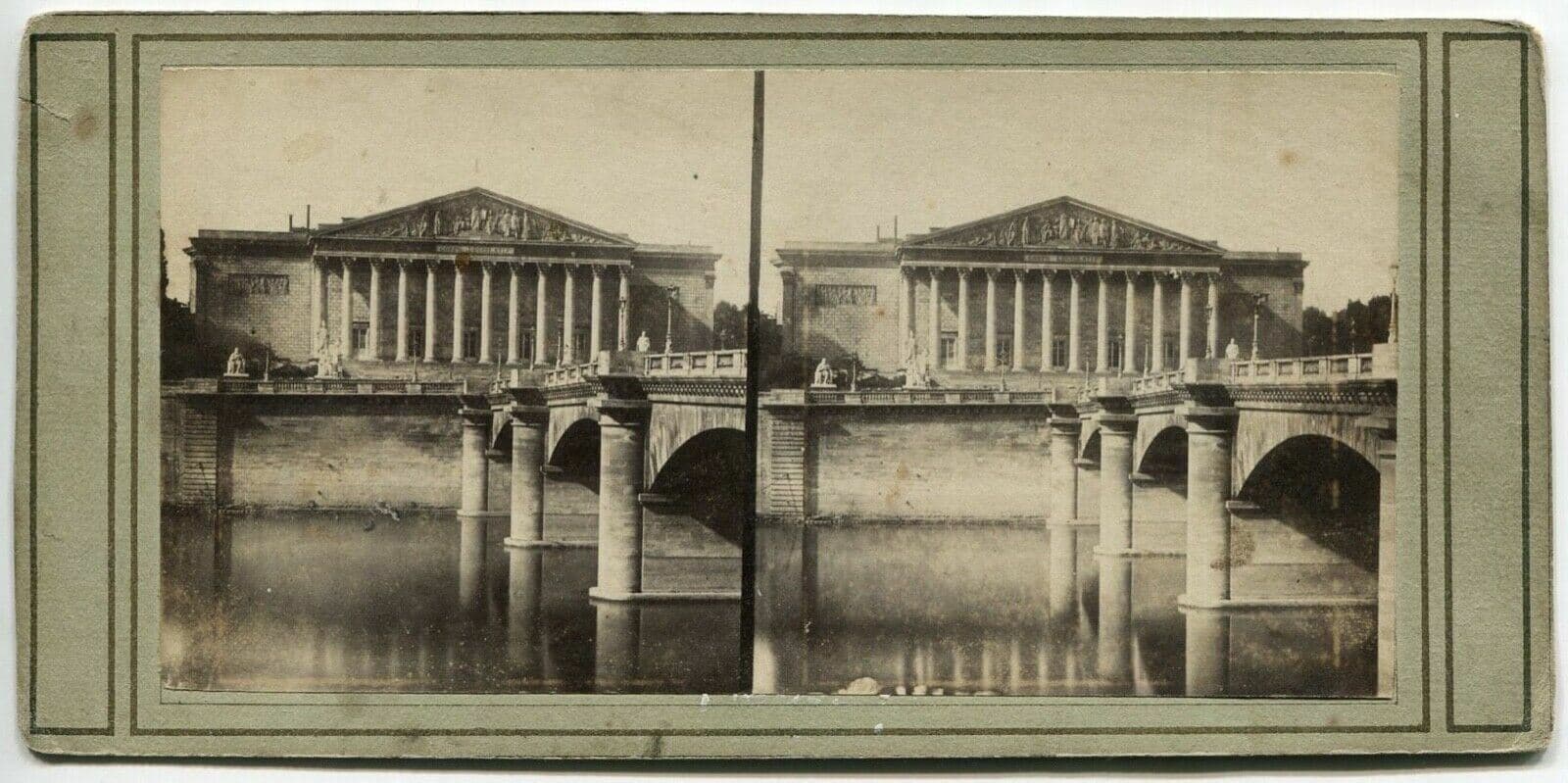 Vintage Stereoview Photograph - Legislature Paris Landscape Albumen c 1860