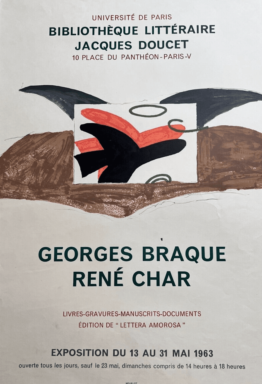 Vintage Poster Georges Braque, René Char Bird, Abstraction 1963