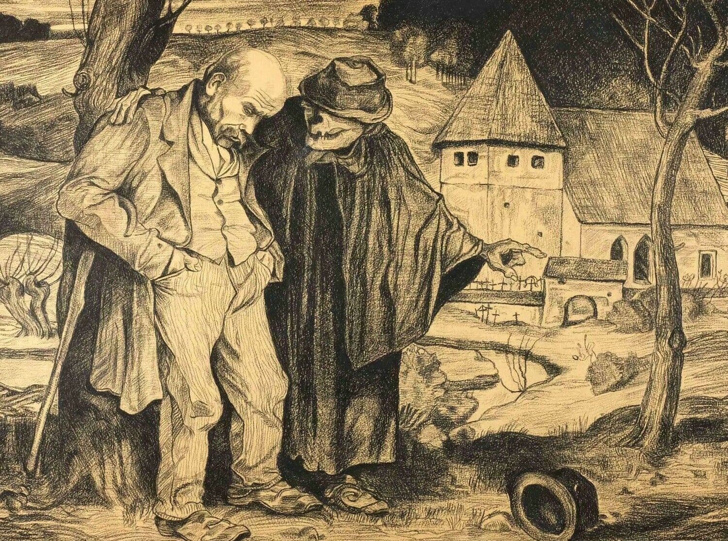 Drawing The Messenger of Death in a Landscape
