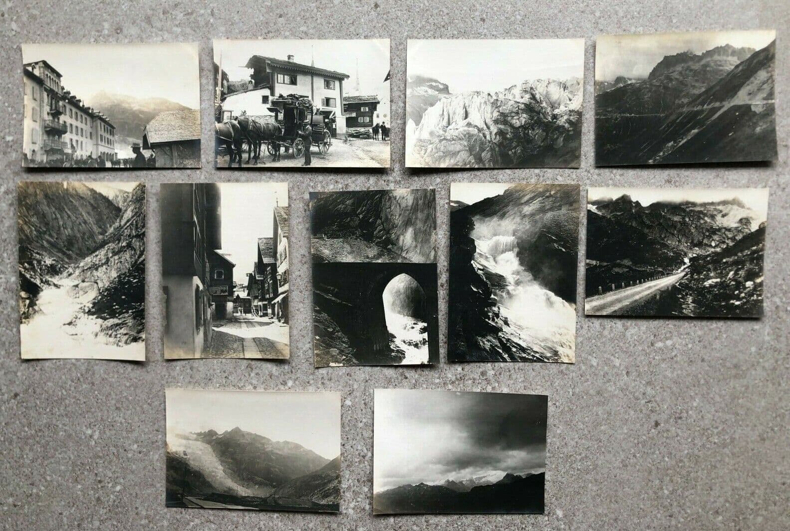 Vintage Photographs Lot Oberland, Andermatt, Gletsch, Steingletscher x11 1901
