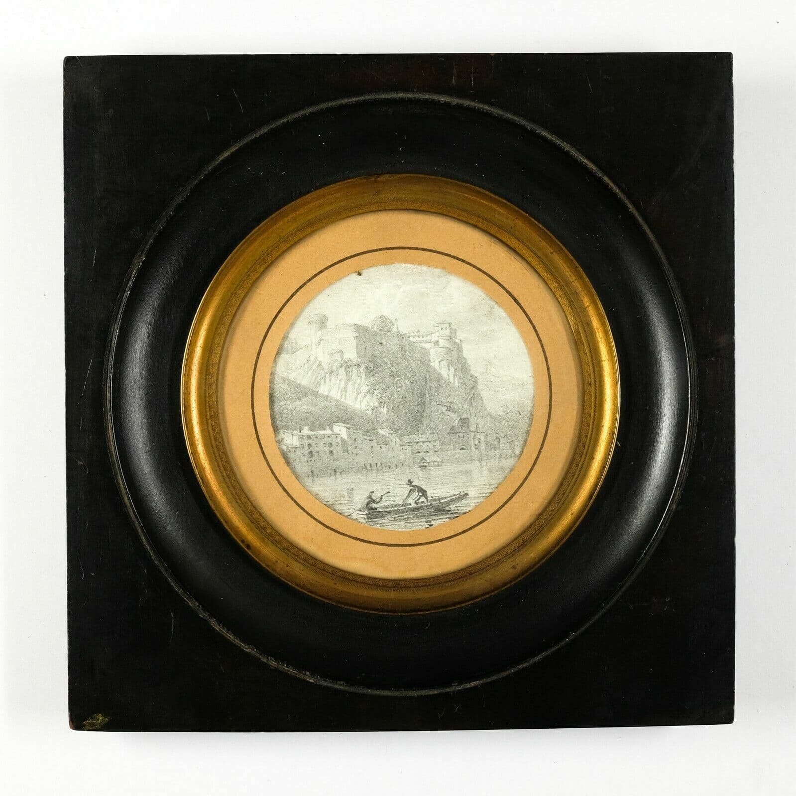 Miniature Drawing Jean Baron / Jean-Jacques De Boissieu Maritime